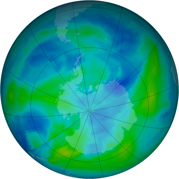 Antarctic ozone map for 09 March 1997